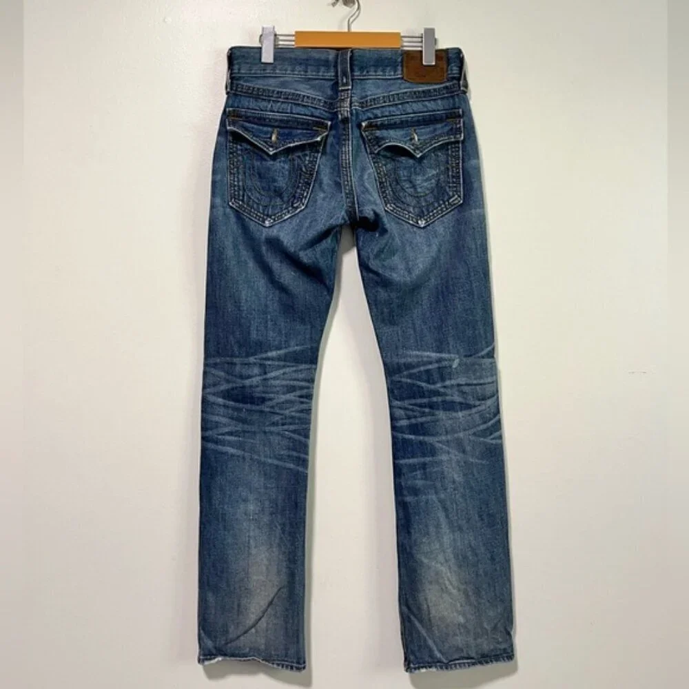 True Religion Men’s Straight Distressed Jeans – Size 30, Made in USA